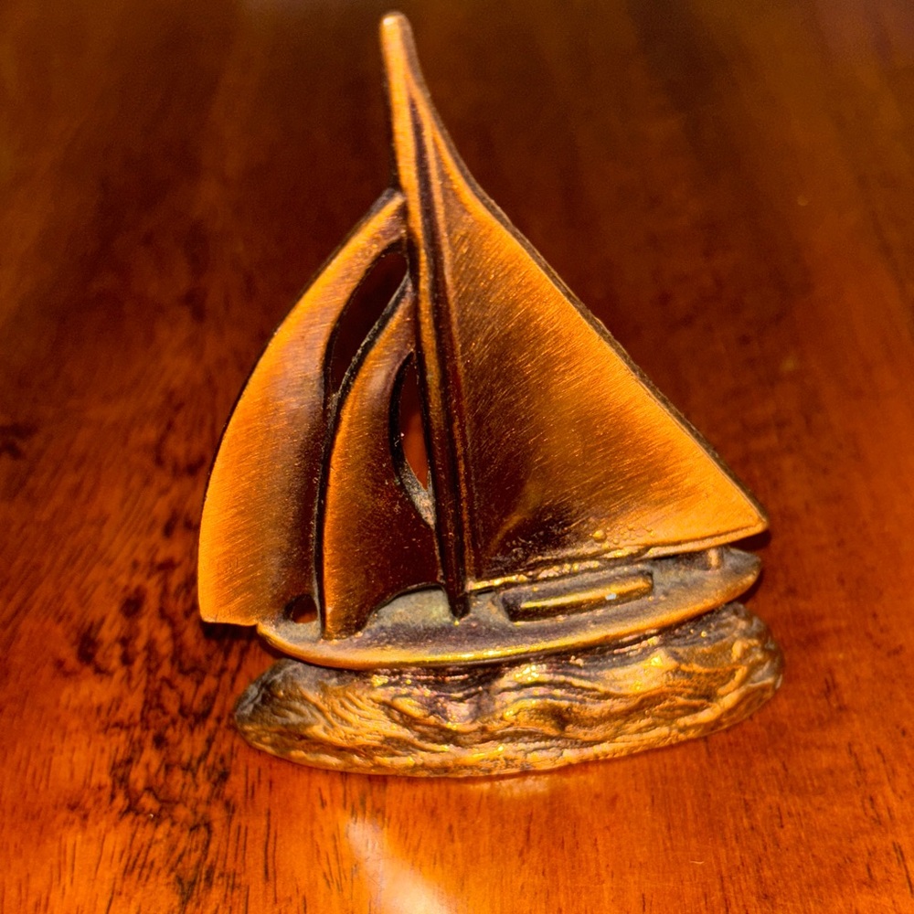 Vintage Bronze Sailboat Sculpture